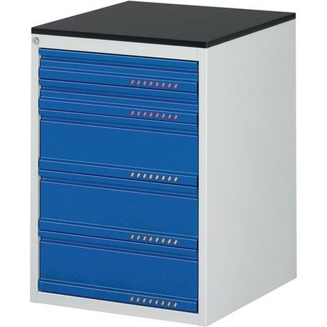 TECWERK Schubladenschrank BK 650 H820xB580xT650mm grau/blau 5 Schubl.Einfach.TECWERK