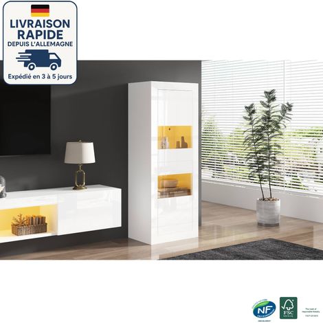 Vetrina 61x42x162cm - Strisce luminose a LED controllabili tramite app mobile - contemporanea - Bianca (1/5)