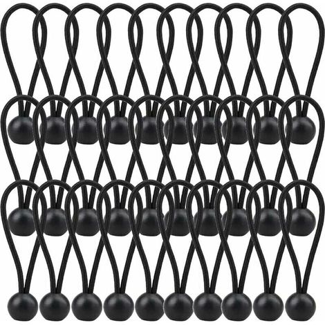30 cuerdas elásticas para lona de 140 mm, para carpas, carpas y cortinas, color negro. (1/5)