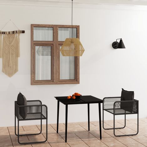 Ensemble Table et Chaise de Jardin 3 pcs - Ensemble de salle à manger de jardin Noir BV683535 - BonneVie (1/5)