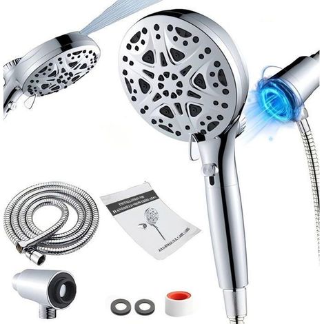 Pommeau de douche filtrant, buses puissantes intégrées, avec support magnétique et flexible de 1,5 m (1/5)