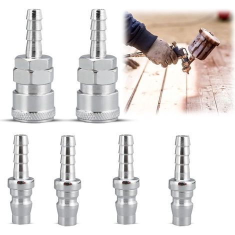 6 Embout Pneumatique 8mm Tuyau De Gaz Buse De Cuivre Connecteur Embout pour Tuyau Air Comprimé du Connecteur Rapide Compresseur Embout Pneumatique Rapide(2pcs SH20+4pcs PH20) (1/5)
