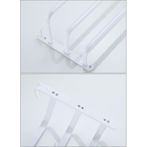 Weiße, wandmontierte Handtuchstange, mehrlagig mit Haken, platzsparender Handtuchhalter aus Aluminium für Bad und Hotelküche, modernes Design, 2-lagig, 40 cm