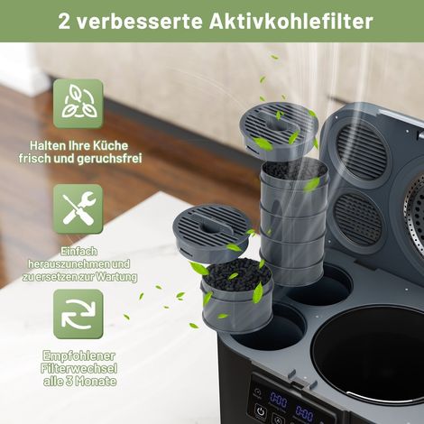 Compostador eléctrico de cocina, capacidad de 4 l, filtros antiolores