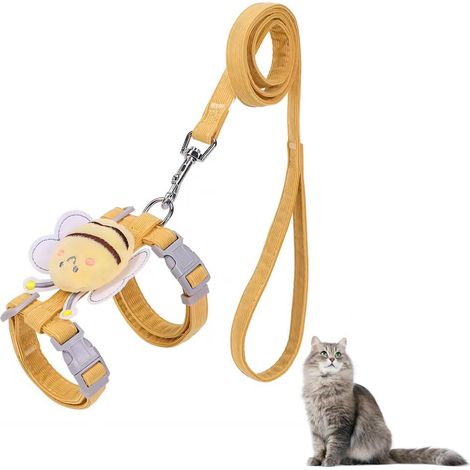 Harnais pour Chat avec Laisse Motif Abeille Mignon et Confortable (1/5)