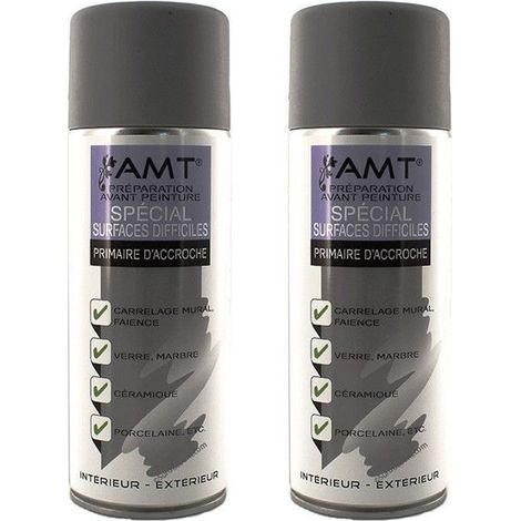 Lot de 2 bombes de peinture - spécial surfaces difficiles - gris - AMT