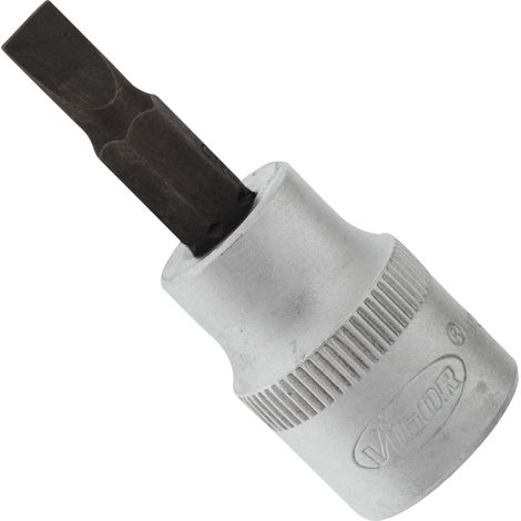 VIGOR Embout de tournevis V2288N carré creux 10 mm (3/8 pouce) fente 0,8 x 5,5 (1/3)