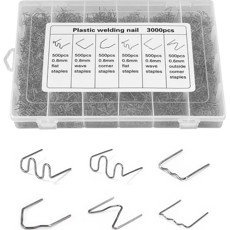 Soudure Plastique Agrafe, 6 types d'agrafes, Agrafes de Soudage Baguettes de Soudage Agrafe pour Réparation de Pare-Chocs, Soudage de Carrosserie, Agrafes Inoxydable (1/5)