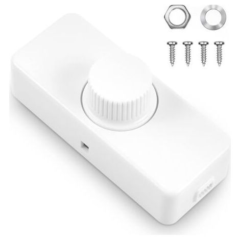Variateur LED - 3-100 W - Interrupteur rotatif - 230 V CA 220-240 V / 50 Hz - Pour ampoules LED à intensité variable - Variateur stable et fiable (blanc) (1/5)