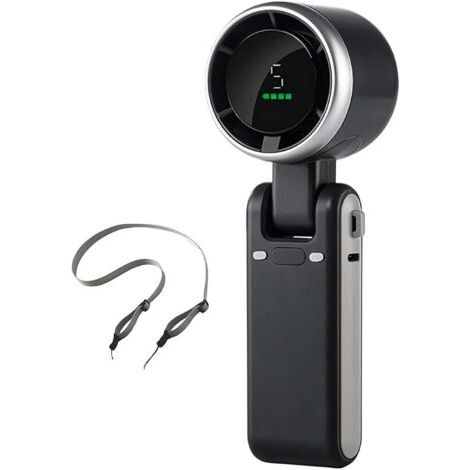 Zusammenklappbarer, tragbarer Ventilator, schwarz, mit TYPE-C Schnellladung, 5 Geschwindigkeiten, inklusive Kabel, genießen Sie optimale Kühlung