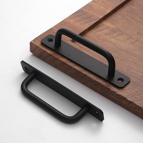 Lot de 12 poignées de meuble noir mat, poignées de porte coulissante et poignées de tiroir en aluminium, diamètre extérieur de 128 mm. (1/4)