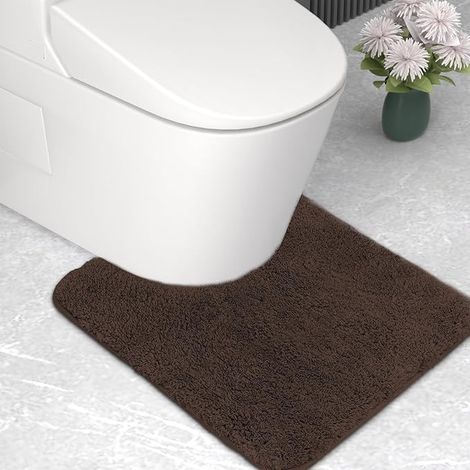 Tapis de bain en microfibre, tapis de bain de 2 cm, 50 x 50 cm, en forme de U, couleur café (1/5)