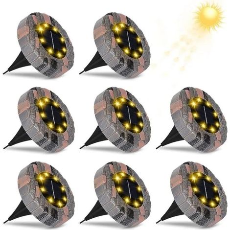 Lampadaire solaire,8 LED Lampes solaires pour l'extérieur IP65 étanche,éclairage de jardin à LED 6000K lumière solaire Odipie (1/4)
