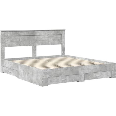 Maison Exclusive - Bettrahmen mit Kopfteil Beton Grau 200 x 200 c