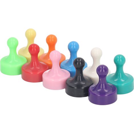 10 Stück farbige Magnete, starke NdFeB-Magnet-Reißzwecken für Küche, Whiteboard, Büro, Kühlschrank, 12 x 19 mm (1/5)
