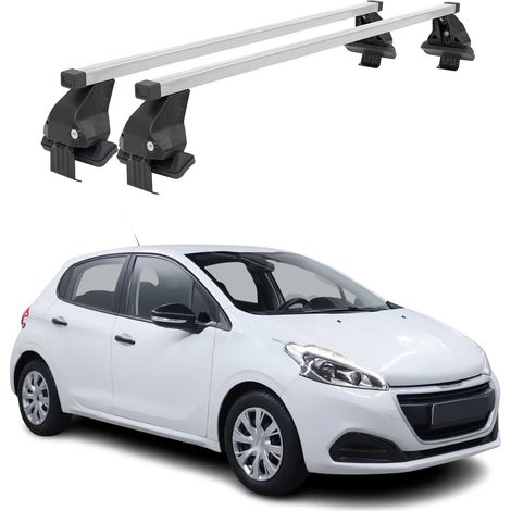 OMAC Dachträger Querträger Stahl für Peugeot 208 I 2012-2015 Pre-FL – Abschließbar – City-Crash-getestet – DIN 75302:2019 – ISO/PAS 11154:2006 – Max. 50 kg Silber (1/5)