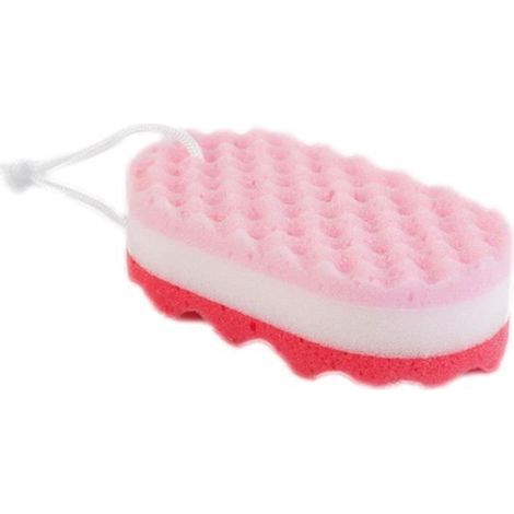 Soft, ergonomic bath sponge for a rich, colorful lather.