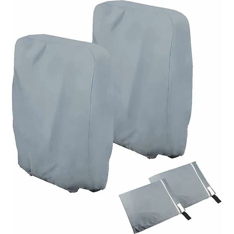 Lot de 2 housses de chaises pliantes - Pour chaises de jardin - Coupe-vent - Anti-UV - Imperméable (gris) (1/5)
