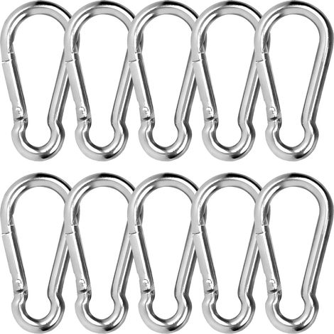 SHINING HOUSE10pcs Mousquetons en acier inoxydable Résistant Mousqueton Inox 50 mm x 5 mm de qualité supérieure (1/5)