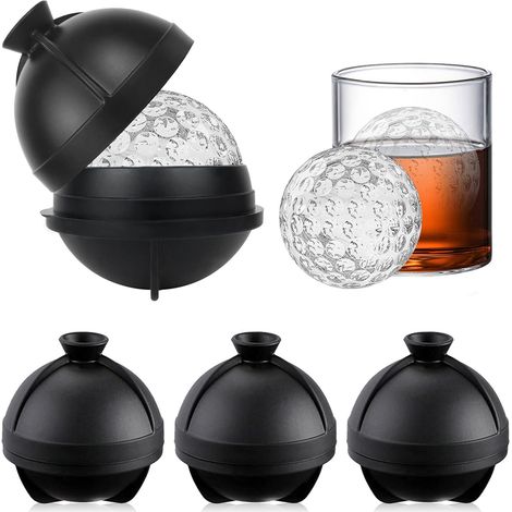 Lot de 4 moules à glaçons ronds en silicone avec entonnoir et couvercle, sans BPA, pour bière, cocktail, whisky et aliments pour bébé