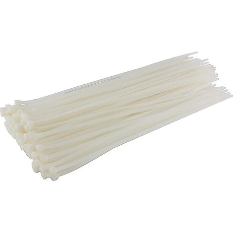 Lange, robuste silberne Kabelbinder, 370 mm x 4,8 mm, 100er-Packung, aus hochwertigem Nylon, 450 mm x 9 mm Reißverschluss, weiß
