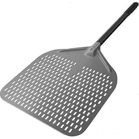 BelleRise - Pelle à pizza perforée 14" avec long manche, oxyde d'aluminium anodisé dur, grande, avec pivot, pro FMY[ch] (1/5)