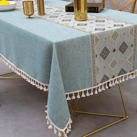 Tischdecke aus knitterfreier und waschbarer Baumwolle, farbecht und staubabweisend, ideal für Küche, Esszimmer oder Feste, 140 x 140