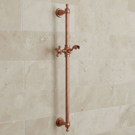 PaulGurkes Support de douche en cuivre Nostalgie en bronze rouge (1/4)