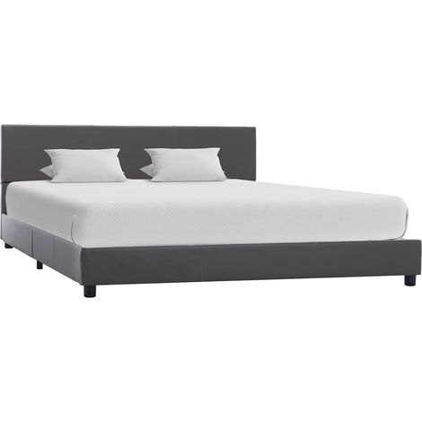 Maison Exclusive - Bettgestell Grau Kunstleder 140x200 cm (1/5)
