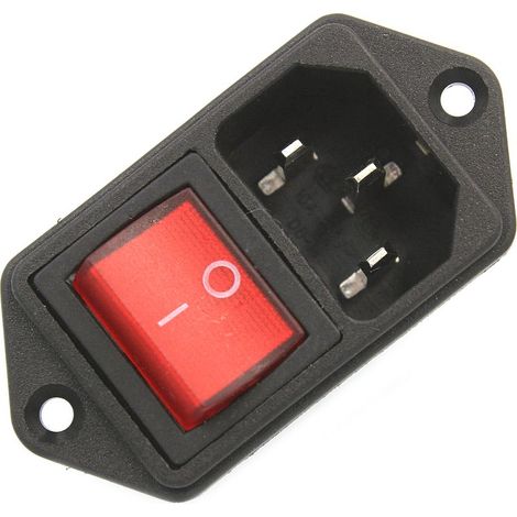 GARRYFIZH 1 x prise de courant IEC 320 C14, 250 V 10 A, interrupteur à bascule rouge (1/5)