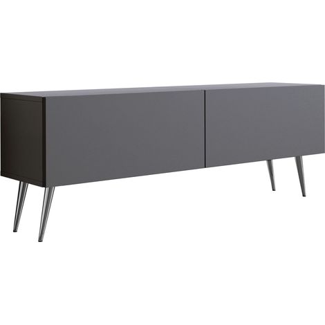 Meuble TV : Anthracite, pieds Chrome, 140 x 52 x 32 cm (1/5)