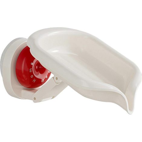 Porte-savon pour douche. Fixation murale sans perçage et sans dommages, en quelques secondes. Gain de place assuré. Rouge utilitaire (1/5)
