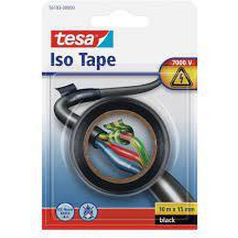 Tesa Cinta Aislante en PVC Negro 10m x 15mm (1/3)