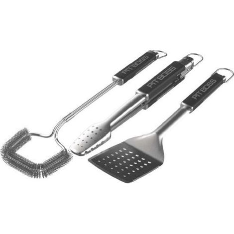Set 3 Utensili Pit Boss per Pulizia Barbecue Pinza Spatola Spazzola - 41184