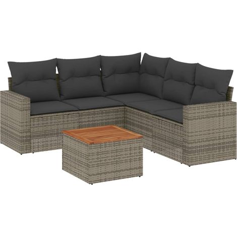 Maison Exclusive - 6-tlg. Garten-Sofagarnitur mit Kissen Grau Pol