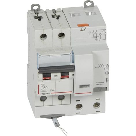 DISJONCTEUR DIFFERENTIEL DX3 VIS 2 POLES 400V 50A TYPE AC 300MA 10KA COURBE C 4 MODULES LEGRAND 411177