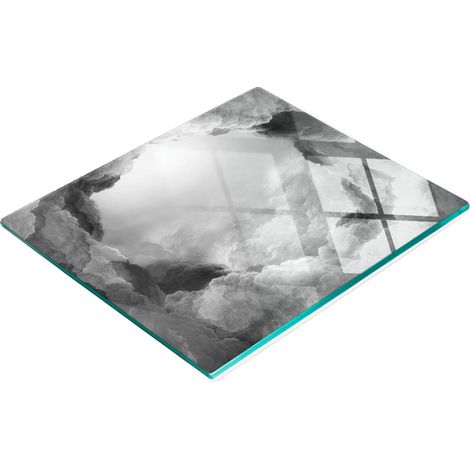 Tagliere da cucina decorativo in vetro con motivo nuvole frattali, 60x52 cm (1/5)