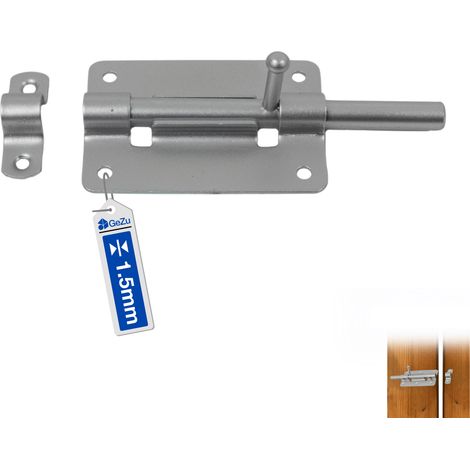 Verrou de porte galvanoplastie 80 x 55 mm – targette blindée compacte pêne coulissant robuste verrou transversal cadenassable en acier – Verrou baionnette – GeZu Impex