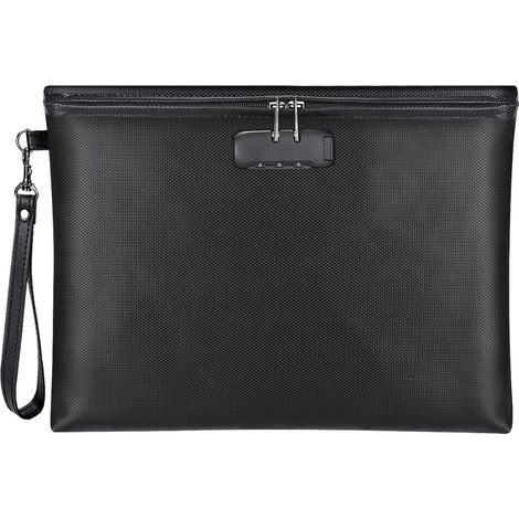 Porte-documents Ignifuge - 36,3 x 25,9 cm - Étanche avec Fermeture Éclair et Serrure Intégrée - Pour Documents A4 Tablettes Téléphone - 1 Pièce
