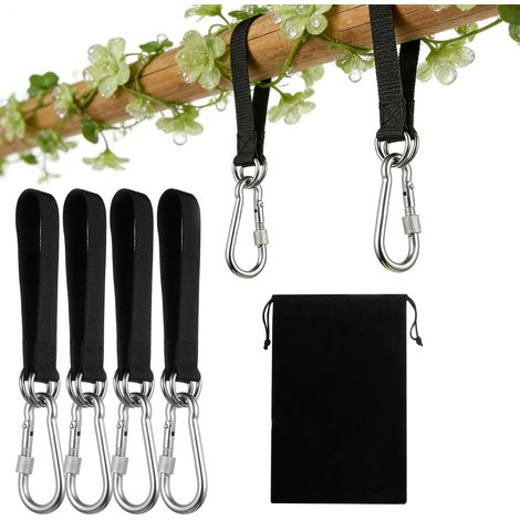 4 Set di Sangle Hamacs,30,5 cm Sangles de Suspension pour Balançoire Arbre Réglables,Hamac Sangles Fixation de Balançoire Hamac de Jardin Chaise Camping + 4 Mousquetons et Anneaux en D,Charge 100KG