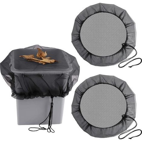 2 Pcs Filet Protection Citerne Eau - Anti Feuilles & Moustiques, Couvercle Ajustable avec Cordon Serrage pour Réservoir Pluie 30 cm (1/5)