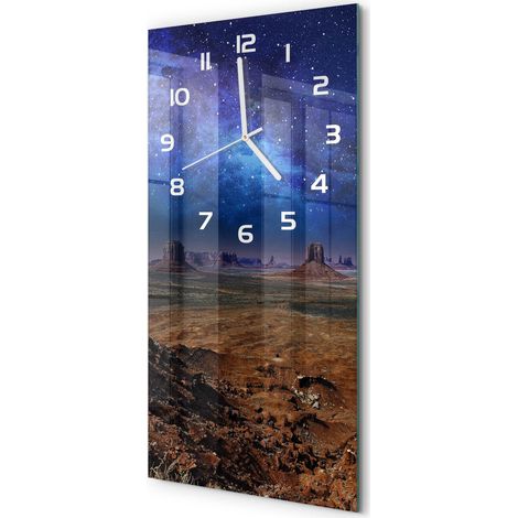 Horloge Murale Rectangulaire Verticale Originale et Élégante en Verre Ciel étoilé 30x60 cm (1/5)