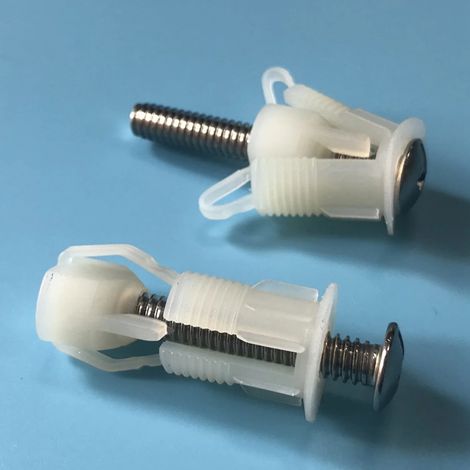 (blanc) CQMF-2 pièces Vis de fixation supérieure pour abattant de WC, écrou à sertir, kit de fixation pour trous borgnes, compatible avec les charnières d'abattant de WC universelles (1/5)