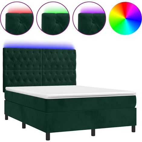 Maison Exclusive - Cama box spring colchón y LED terciopelo verde