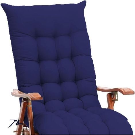 Coussin de chaise longue de couleur unie doux et confortable avec corde à nouer pour jardin, extérieur, intérieur/canapé/tatami/chaise à bascule (bleu, 110 x 40 cm) (1/5)
