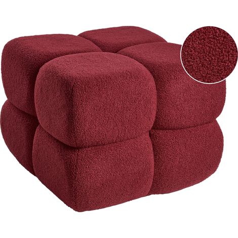 Pouf CALIENTE Bouclé Dunkelrot