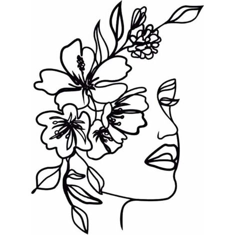 Art mural abstrait en métal pour femme - Silhouette minimaliste - Peinture décorative en fer forgé - Décoration murale Noir 30x40.4cm (1/4)