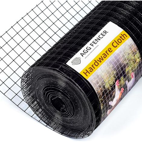 40,6 cm x 3 m PVC-Noir Fil de Grillage, 1,3 mm Épaisseur 12,7 x 12,7 mm Diamètre, Poulailler galvanisé,Clôtures pour élevage, filet de cage de volaille (1/5)
