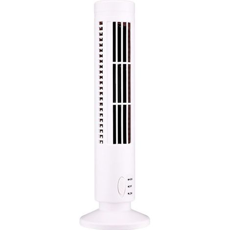 Mini ventilateur tour sans pales USB, 2 vitesses et modes de vent, debout, pour chambre à coucher, salon, bureau à domicile, blanc (1/3)