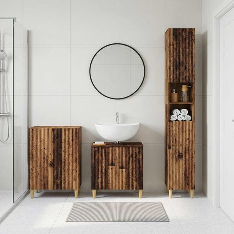 vidaXL 3 Piece Bathroom Cabinet Set ARNHEM Old Wood Engineered Wood (1/5)